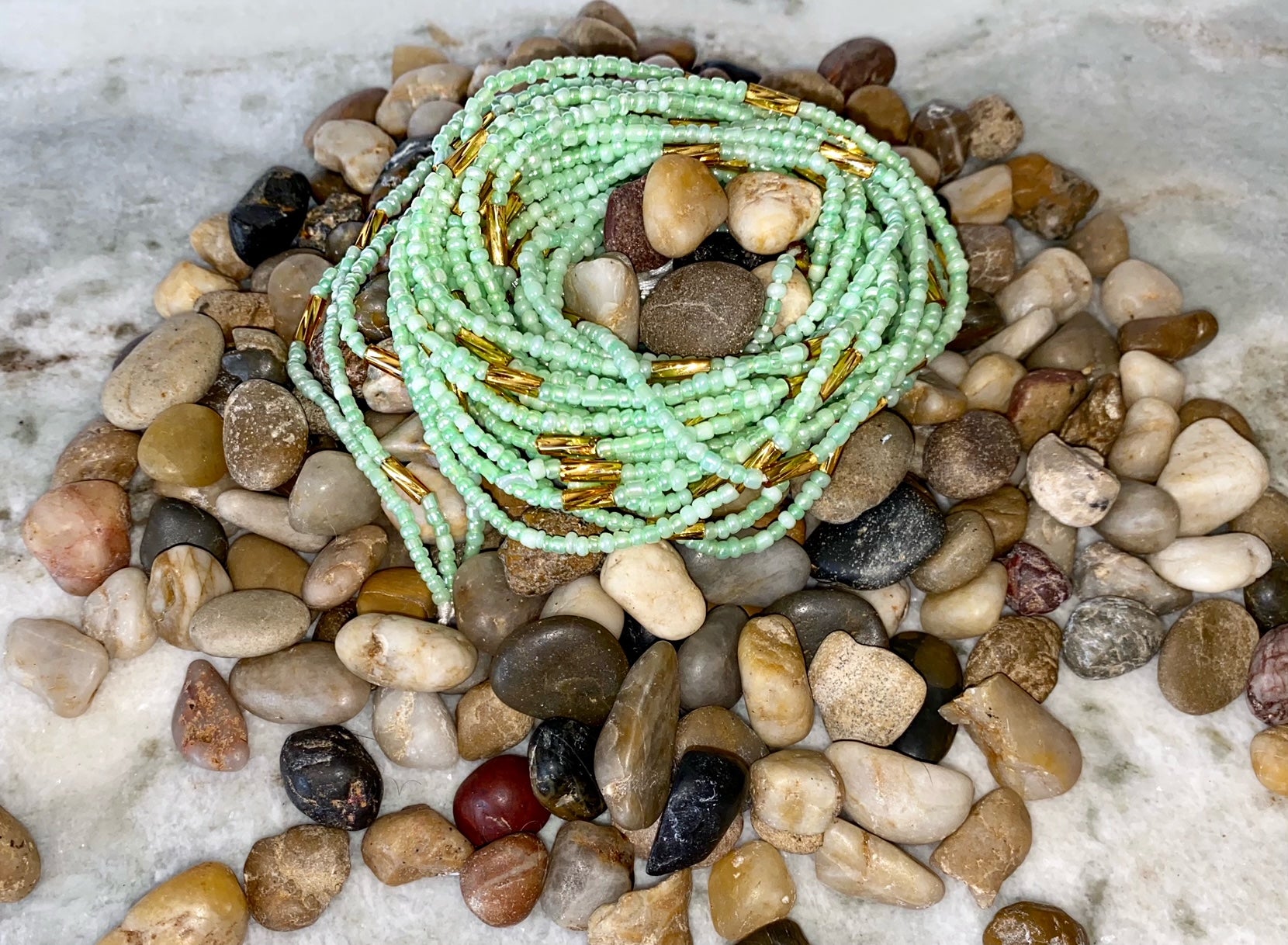 Calm green waist beads