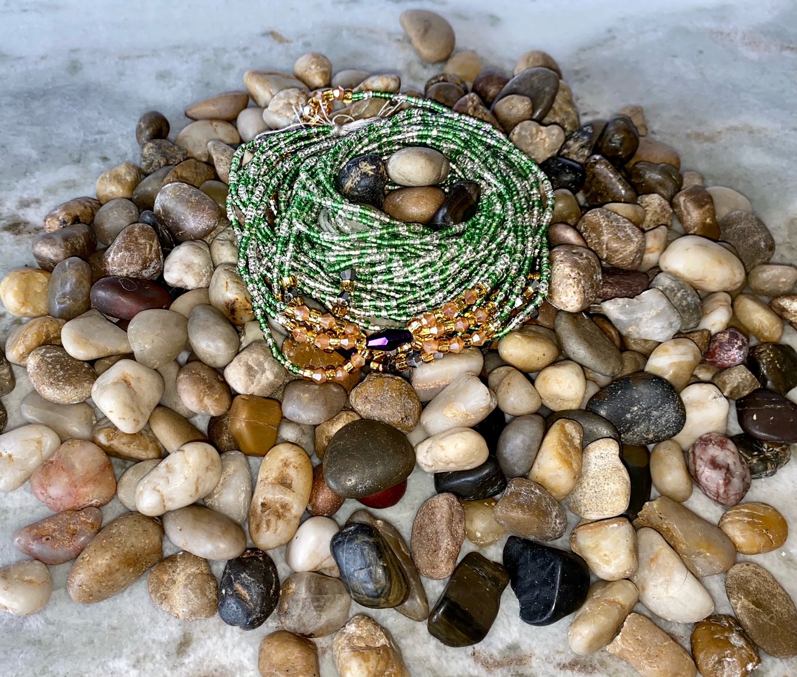 Conscious green triple waist beads