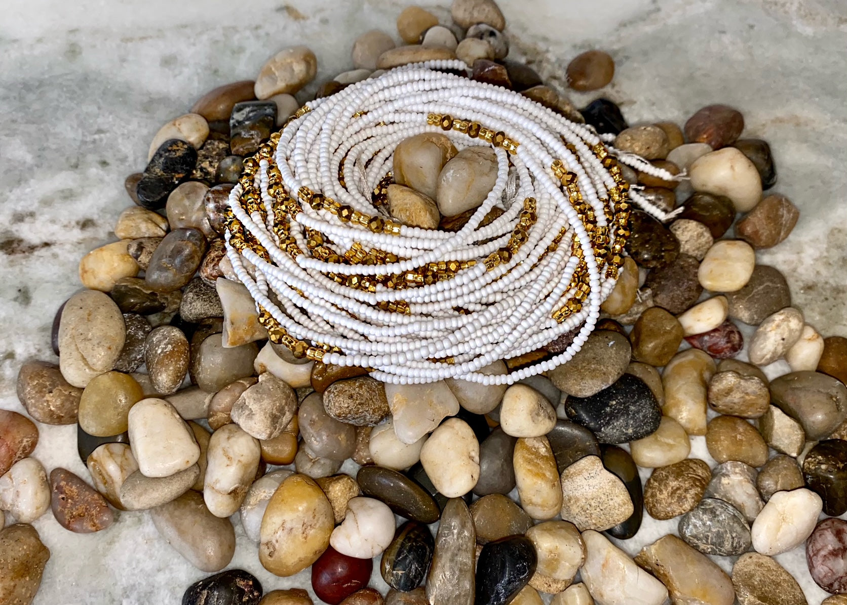 Pure white waist beads