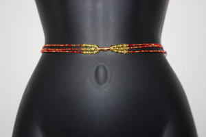 Rich red triple waist beads