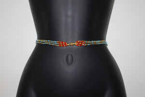 Water teal triple waist beads