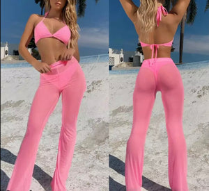 See through you cover up pants pink